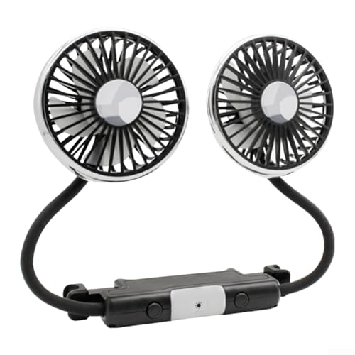 SMZhomeone Doppelkopf-Auto-Lüfter mit LED-Licht, USB-betrieben, einstellbare Geschwindigkeit, Rücksitz-Kühlsystem für Fahrzeuginnenraum SMZhomeone Doppelkopf-Auto-Lüfter mit LED-Licht, USB-betrieben, einstellbare Geschwindigkeit, Rücksitz-Kühlsystem für Fahrzeuginnenraum von SMZhomeone