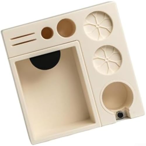 SMZhomeone Espresso-Klopfbox mit rutschfester Unterseite für 51 mm bis 58 mm Tamper-Verteilerkorb und Pucksieb, ABS-Silikon-All-in-One-Kaffeestation für Zuhause oder Café (weiß) von SMZhomeone