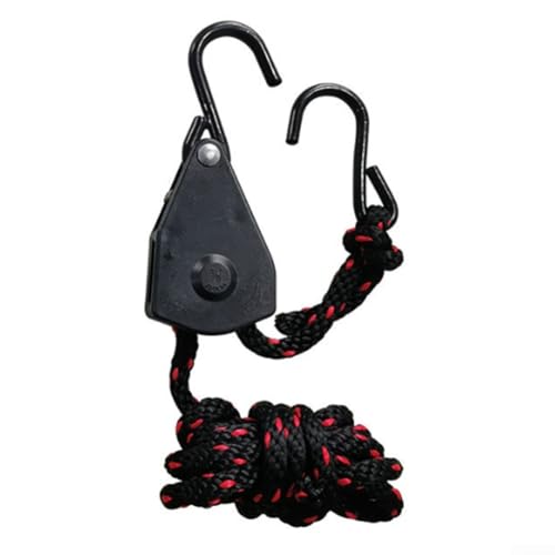 SMZhomeone Hebe-Seil, Metall, Kunststoff, getaucht, S-Haken, Camping-Zelt-Seil mit Seilzug-System zum Heben von strapazierfähigen Outdoor-Ausrüstung (1/4–6 mm, 2,4 m) von SMZhomeone