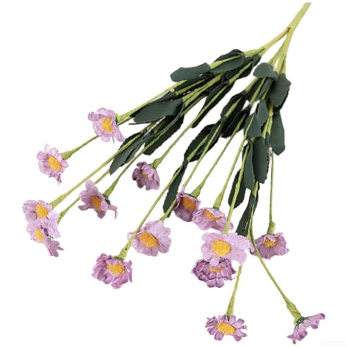 SMZhomeone Künstliche Gänseblümchen aus Polyethylen-Material, 15 Köpfe, Strauß für Hochzeitsdekoration und Blumenarrangements zu Hause, mit realistischen Details und Design (lila) von SMZhomeone