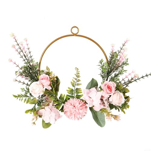 SMZhomeone Künstlicher Blumenkranz, Federtürdekoration, Metallrahmen, 35 cm, für drinnen und draußen, Wandbehang, Blumengirlande SMZhomeone Künstlicher Blumenkranz, Federtürdekoration, Metallrahmen, 35 cm, für drinnen und draußen, Wandbehang, Blumengirlande von SMZhomeone