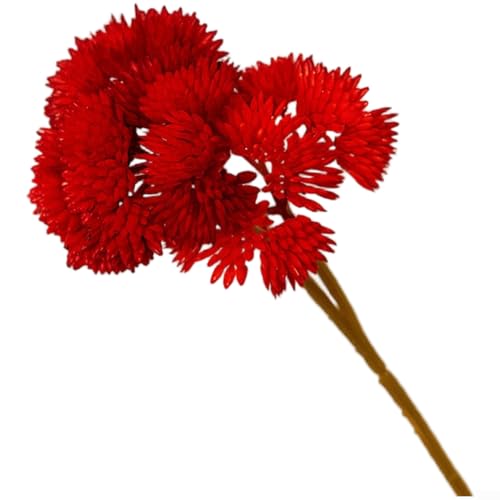 SMZhomeone Künstlicher Hortensienstrauß aus weichem Gummi für Hochzeit und Heimdekoration, realistisch (rot) von SMZhomeone