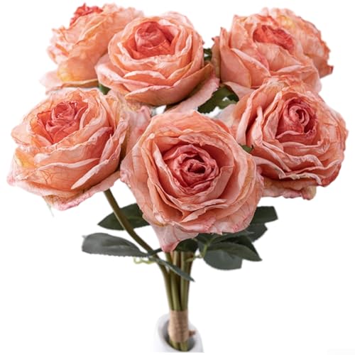 SMZhomeone Rosenstrauß, künstliche Blumen, für Hochzeit, Heimdekoration, Fotografie für Heim-Styling, und dekorative Displays (dunkelrosa) von SMZhomeone