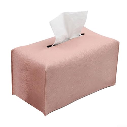 SMZhomeone Taschentuchbox aus PU-Leder, Schreibtisch-Aufbewahrung, Auto-Serviettenbehälter für Zuhause, Schlafzimmer, Büro (rosa) von SMZhomeone