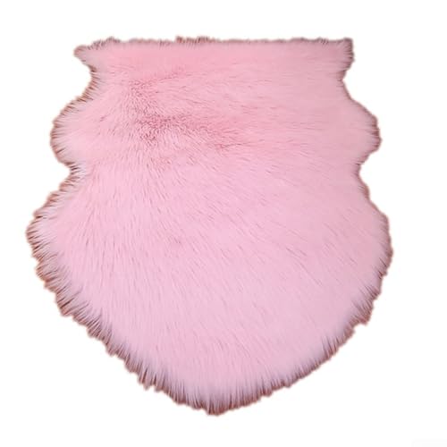 SMZhomeone Teppich aus künstlichem Schaffell, für Schlafzimmer, Bodenmatte, weicher Wohnzimmer-Teppich mit rutschfester Rückseite, 45 x 60 cm (Rosa) von SMZhomeone