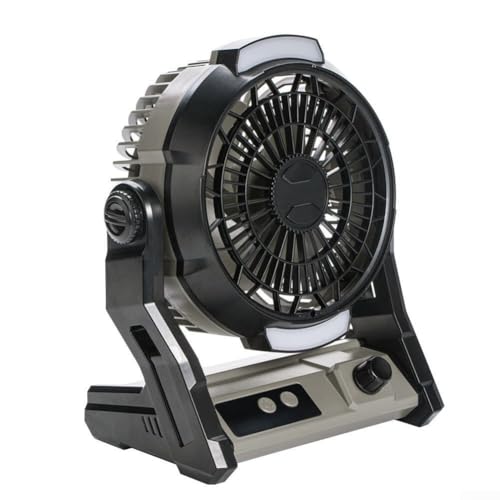 SMZhomeone Tragbarer 10.000 mAh Akku-Ventilator mit Timer, einstellbare Geschwindigkeit von 100 Stufen, Dual-LED-Lichter, USB-Lade-Powerbank für Camping, Wohnmobil und Yacht (grau) von SMZhomeone