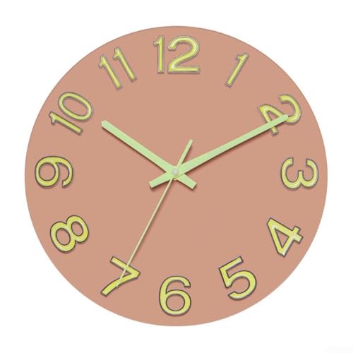 SMZhomeone Wanduhr, Nachtlicht-Uhr, 30,5 cm, modern, leise, nicht tickende Wanduhr, batteriebetrieben (B) von SMZhomeone