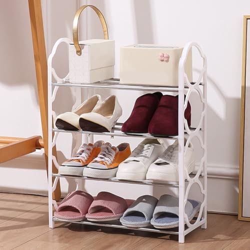 Schlankes, modernes Design, vierlagige Schuhaufbewahrungslösung, passt perfekt in begrenzte Räume zu Hause (weiß) von SMZhomeone