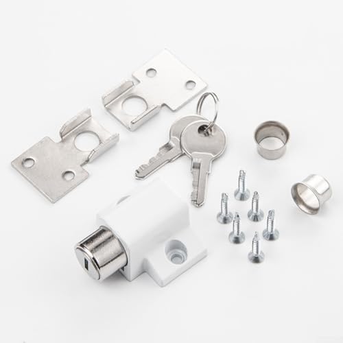 Schlankes und starkes Aluminium-Schiebe-Fensterschloss für verbesserten Kinderschutz, inklusive 2 Schlüsseln (weiß) von SMZhomeone