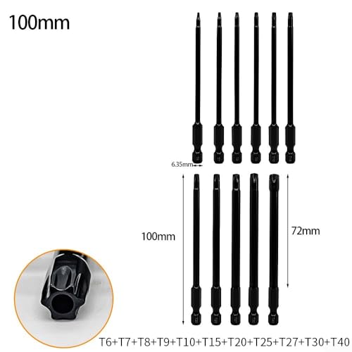 Schraubendreher-Bits-Kollektion mit 11 Stück mit Stahlkonstruktion und magnetisierten Spitzen für verbesserte Benutzerfreundlichkeit (100 mm) von SMZhomeone