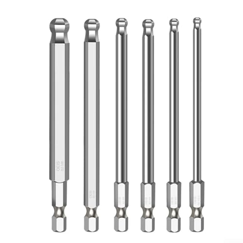 Sechskantschraubendreher-Bits mit Kugelkopf, 100 mm lang, magnetischer Schraubendreher für Automobil-, Fertigungs- und Heimprojekte, 6 Stück Sechskantschraubendreher-Bits mit Kugelkopf, 100 mm lang, magnetischer Schraubendreher für Automobil-, Fertigungs- und Heimprojekte, 6 Stück von SMZhomeone