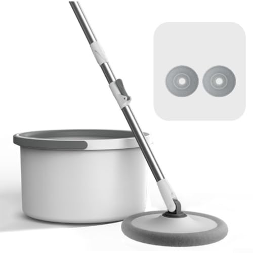 Spin Mop und Eimer Set mit schmutzigem sauberem Wassertrennsystem, 360 Grad drehbarer Wischmopp für Hartholzfliesen, Marmorböden, Grau (A) von SMZhomeone