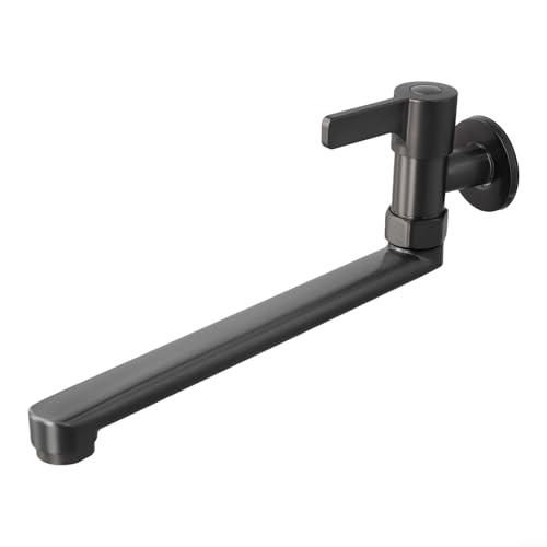 Verlängerter Kaltwasserhahn aus 304 Edelstahl mit drehbarem Auslauf für Küchenspüle, Mopp, Pool oder Garten, Grau (25 cm) von SMZhomeone