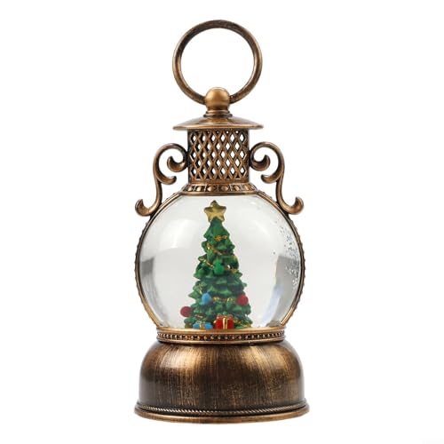 Wassergefüllte Weihnachtslaterne mit Glitzer-Schneeflocken und Musik, Dual-Power-USB und Akku, 6-Stunden-Timer für festlichen Gebrauch (Weihnachtsbaum) von SMZhomeone
