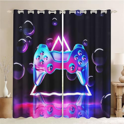 SMchwbc Gaming Vorhänge Game Fenstervorhang Schlafzimmer 100x140cm Gamer Blickdicht Vorhnge Wasserdichter Stoff Gaming Vorhang 2 Set Blickdicht (10,100 x 140 cm(2X50X140cm)) von SMchwbc