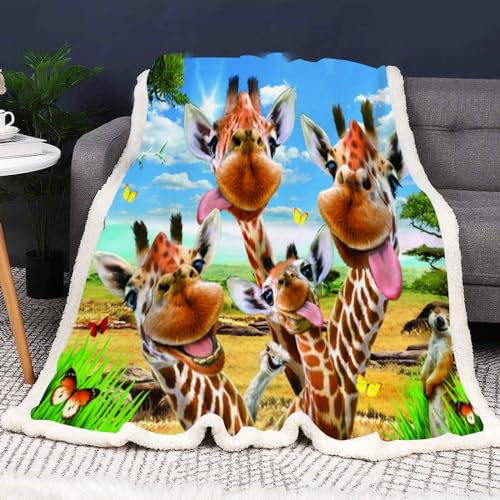 SMchwbc Giraffe Decke 150x200 cm Kuscheldecke Giraffen Wohndecke Flanelldecke Giraffen 3D Drucken Wald Wild Tier Giraffe Flauschig Sofadecke 130x150 cm Couchdecke (1,130 x 150 cm) von SMchwbc