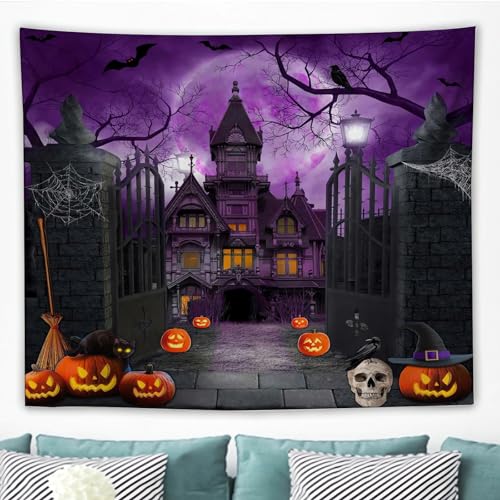 SMchwbc Halloween Wandteppich Tapisserie Wandbehang Halloween Kürbis Schwarze Wandteppich 180X230CM für Schlafzimmer Mikrofaser Halloween Wanddekoration Dekorativer (2,150 x 130 cm(BxH)) von SMchwbc