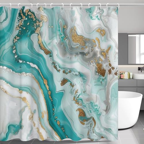 SMchwbc Marmor Duschvorhang 180x180 180x200 Marmor Schwarz Gold grün Blau Muster Modern Textil Abstrakt Duschvorhänge Polyester Marmor Shower Curtainsins (4,200 x 200 cm(BxH)) von SMchwbc