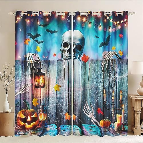 SMchwbc Vorhänge Totenkopf Gardinen Blickdicht mit Ösen Gothic Vorhänge Skull 3D Verdunkelungsvorhäng Totenkopf rosa 2er Set Gardinen für Dekoration (3,150 x 166cm(2X75X166cm)) von SMchwbc