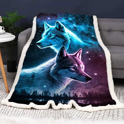 SMchwbc Wolf Decke 150x200 cm kuscheldecke Kinder Wolf Fleecedecke Wohndecke 3D Drucken Wald Wild Tier Wolf Flauschig Decke Sofadecke 130x150 cm Couchdecke Tagesdecke (6,150 x 200 cm) von SMchwbc