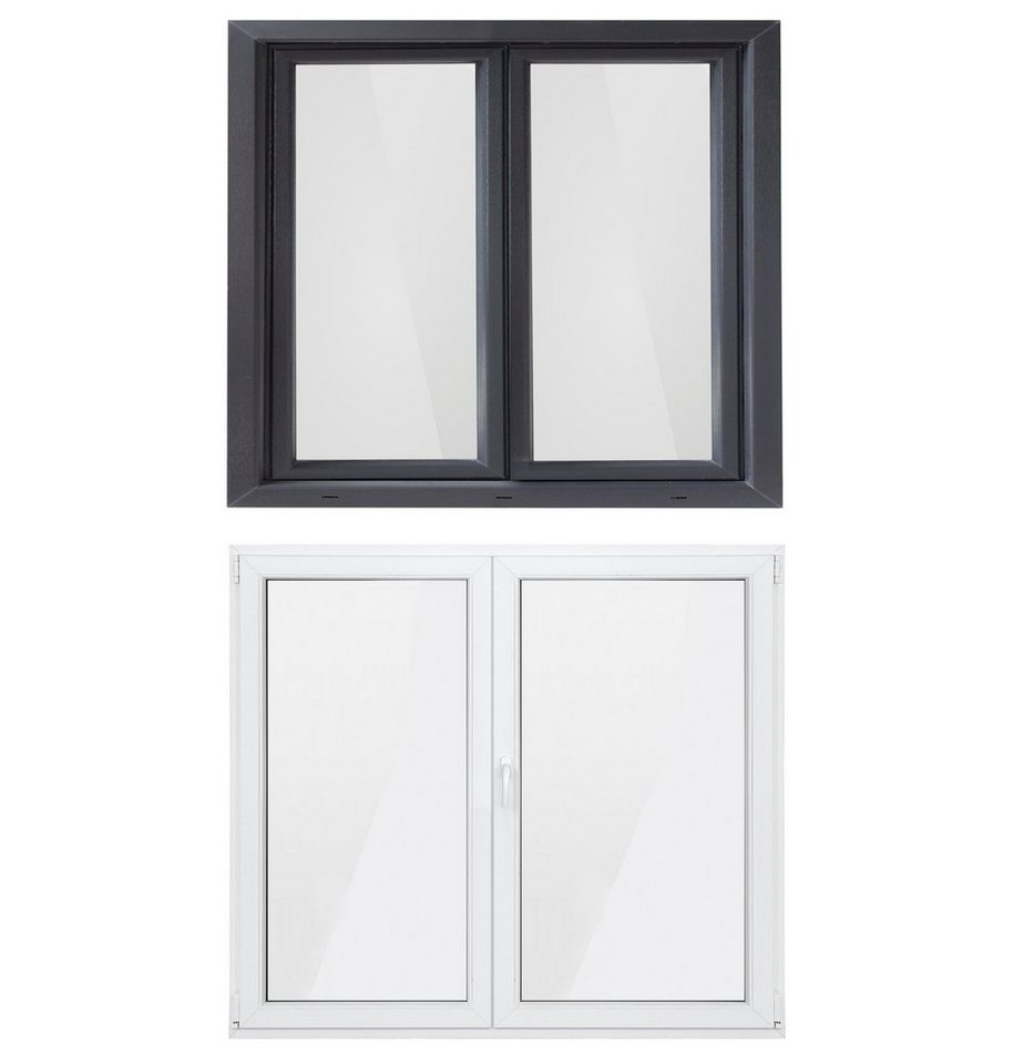 SN DECO GROUP Kunststofffenster Fenster, 2 Flügel, 1200x1000, außen anthrazit/innen weiß, 70 mm Profil, (Set), RC2 Sicherheitsbeschlag, Hochwertiges 5-Kammer-Profil von SN DECO GROUP