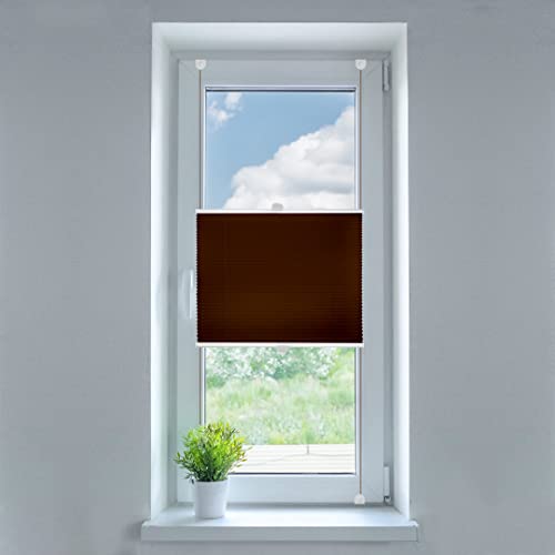 SN Deco - Plissee Klemmfix, ohne Bohren TG-17 braun | Lichtdurchlässig | Crushed Look | Sonnenschutz (90x130 cm) von SN DECO GROUP