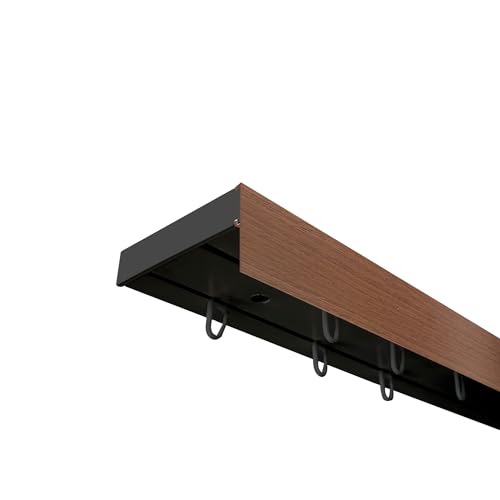 SN Deco - Vorhangschiene SH Set 2-läufig schwarz 400cm, Gardinenschiene, vorgebohrt, m. Blende Nuss 5cm, Komplettes Zubehör und Röllchen von SN DECO GROUP