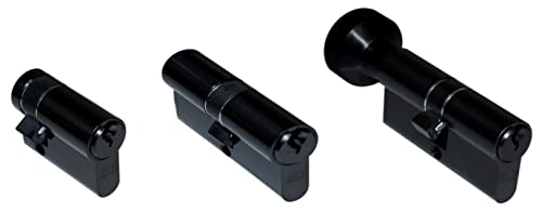 BKS Dark Edition Profilzylinder, Knaufzylinder, Halbzylinder von SN-TEC incl. 3 Schlüssel (35/55 mit Gefahrenfunktion, Doppelzylinder) von SN-TEC