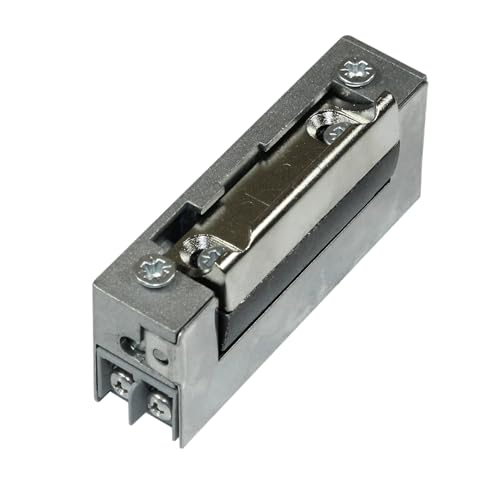 DENI Elektro-Türöffner 20141 schmale Bauweise, mit oder ohne Tagesentriegelung 6-12 V AC/DC, Arbeitstrom, DIN Links/Rechts verwendbar incl. SN-TEC Befestigungsschrauben (OHNE Tagesentriegelung) von SN-TEC