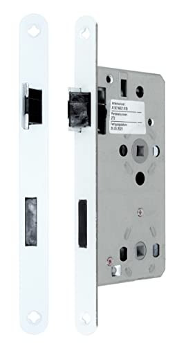 SN-TEC Badezimmer Türschloss Objektschloss mit Flüsterfalle Kl.III BAD/WC 55/78/8, Weiss lackierte Stulp 20x235mm, DIN Links abgerundet (BAD/WC LINKS) von SN-TEC