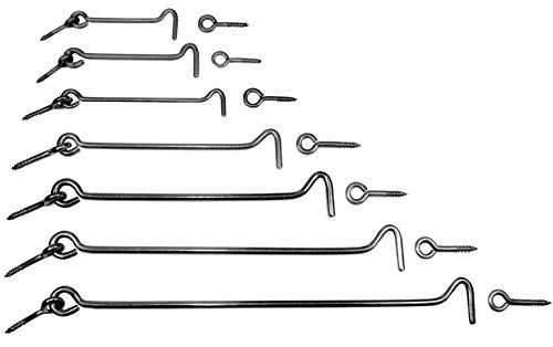 SN-TEC Edelstahl Sturmhaken/Lukenhaken/Überwurf rostfrei A2, mit Öse Länge von 80 bis 300mm zur Auswahl (Mengen- und Längenauswahl möglich) (1, Länge: 250mm) von SN-TEC