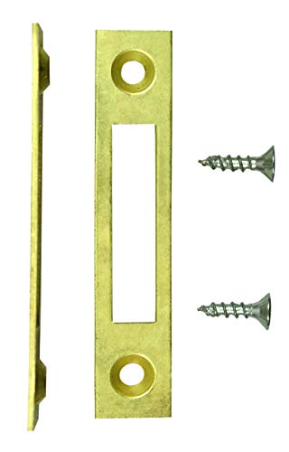 SN-TEC Möbel Flach Schließblech für Türen, Klappen und Schubladen geeignet, zum aufschrauben oder einlasssen 12x60mm, vermessingt messingfarben (10 Stück) incl. Befestigungsmaterial von SN-TEC