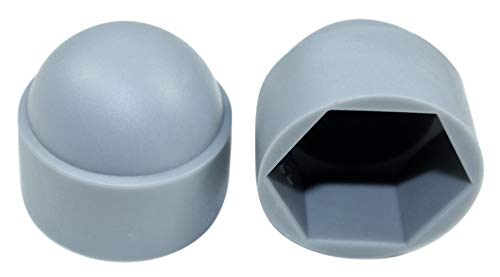 SN-TEC Sechskant Abdeckkappen Kunststoff, Größen Auswahl von M4 bis M16 (SW 7 bis SW 24), Farben Auswahl: schwarz/weiß/grau/anthrazit (50 Stück) (M16 / SW 24mm, Grau) von SN-TEC