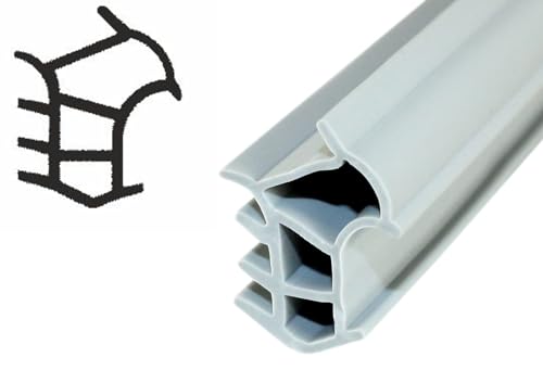 SN-TEC Stahlzargendichtung, Türdichtung, Ersatzdichtung, Z 1802 z.B für Hörmann Türen, Breite: 14mm, Höhe: 17,50mm zum einstecken, Farbauswahl: weiß/grau (Grau, 5 Meter) von SN-TEC