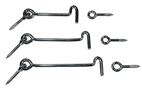 SN-TEC Sturmhaken/Lukenhaken/Überwurf "extra stabil" verzinkt mit Öse, Länge von 100 bis 140mm zur Auswahl (Mengen- und Längenauswahl möglich) (10, Länge: 120mm) von SN-TEC