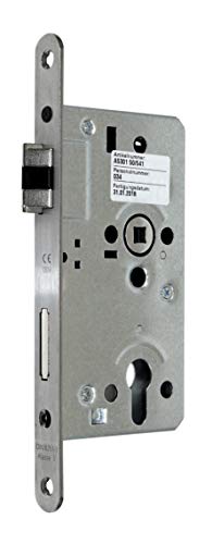 SSF Zimmer Türschloss mit Flüsterfalle Kl.III PZ 65/72/8, Edelstahl Stulp 20x235mm, DIN Links abgerundet incl. SN-TEC® Montageset von SN-TEC