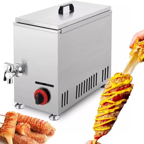 Corn Dog Fritteuse, Kommerzielle Maschine zur Herstellung von Käse-Hot-Dog-Sticks, LPG-Gas-Fritteusen für die Küche, Restaurant, Snackbar, Kantine, Zuhause, 21 l von SN-XBDP