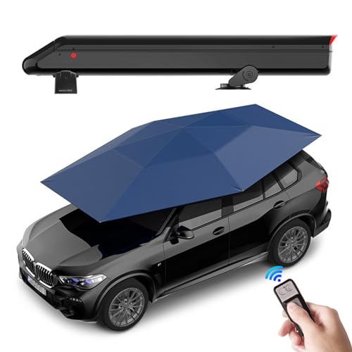 SN-XBDP Vollautomatischer Auto-Sonnenschutz, 3,8 m Lange Mobile Auto-Markise, Sonnenschutz/Regenschutz/Wärmeisolierung, Faltbarer Carport, geeignet für Verschiedene Modelle,Blue von SN-XBDP