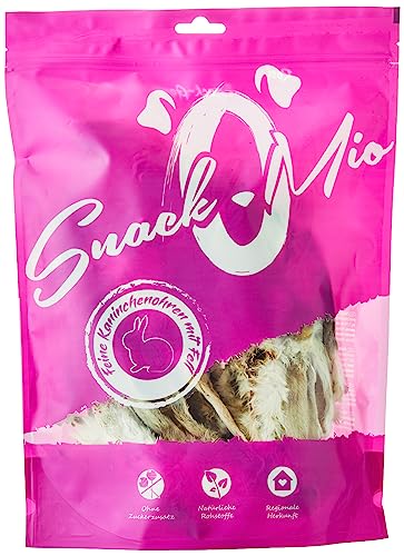 SnackOMio – Premium Hundesnack – feine Kaninchenohren mit Fell, getreidefrei, 1er Pack (1 x 450g) von SNACKOMIO