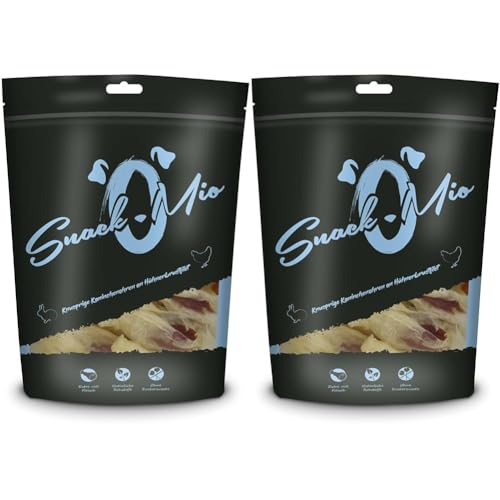 SnackOMio knusprige Kaninchenohren an Hühnerbrustfilet Premium Kausnack für Hunde, 70 g (Packung mit 2) von SNACKOMIO