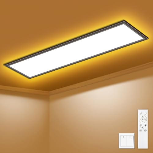SNADER LED Deckenleuchte Dimmbar - LED Panel 100x25cm, 36W 3600LM Deckenlampe mit Fernbedienung - Nachtlicht Warm - Deckenleuchte Flach für Schlafzimmer Kinderzimmer Wohnzimme Küchenlampe SNADER LED Deckenleuchte Dimmbar - LED Panel 100x25cm, 36W 3600LM Deckenlampe mit Fernbedienung - Nachtlicht Warm - Deckenleuchte Flach für Schlafzimmer Kinderzimmer Wohnzimme Küchenlampe von SNADER