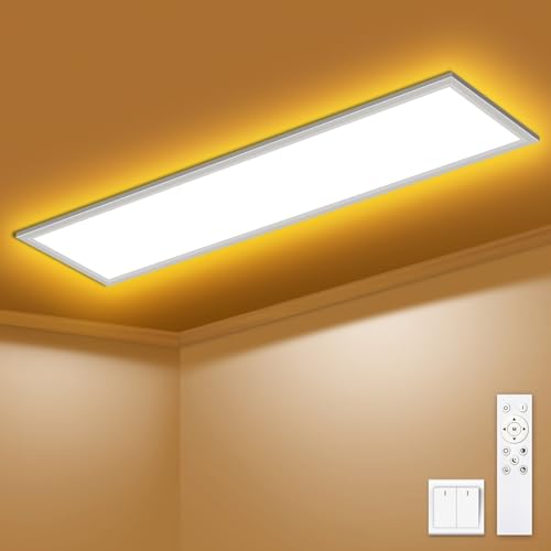 SNADER LED Deckenleuchte Dimmbar - LED Panel 100x25cm, 36W 3600LM Deckenlampe mit Fernbedienung - Nachtlicht Warm - Deckenleuchte Flach für Schlafzimmer Kinderzimmer Wohnzimme Küchenlampe SNADER LED Deckenleuchte Dimmbar - LED Panel 100x25cm, 36W 3600LM Deckenlampe mit Fernbedienung - Nachtlicht Warm - Deckenleuchte Flach für Schlafzimmer Kinderzimmer Wohnzimme Küchenlampe von SNADER