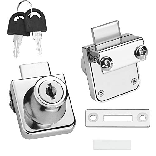 SNAGAROG 2 Stück Glasschrankschloss Einzelnes Glastürschloss Cam Lock Schrankschloss Glasvitrineschloss Möbelschloss Glastüren Sicherheitsschloss mit 4 Schlüssel für Türschrank Schlüssel Vitrine von SNAGAROG
