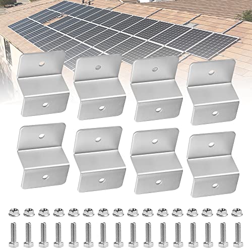 SNAGAROG 8 Stück Solarmodul Montagehalterung Z-Halterungen Solarpanel Dachmontage Z-Halterung Solarmodul Montagewinkel mit 16 Stück Schrauben und Muttern für Wohnmobile, Wände, Yachting (Silber) von SNAGAROG