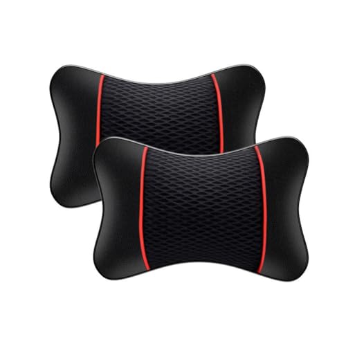 SNAHLPER 2 Stück Auto Leder Nackenkissen für 2er 218i Gran Tourer, Ergonomische Nackenstütze Kissen, Foam Cervical Support, Atmungsaktiv Bequem,Black red SNAHLPER 2 Stück Auto Leder Nackenkissen für 2er 218i Gran Tourer, Ergonomische Nackenstütze Kissen, Foam Cervical Support, Atmungsaktiv Bequem,Black red von SNAHLPER