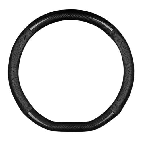 SNAHLPER Auto Lenkradbezug für Benz C-Class Citan CLA CLE CLS E-Class EQS SUV EQV G-Class, Kohlefaser Lenkradbezug, Lenkrad Abdeckung Echtes Leder Breathable Antislip, Universal Größe 38 cm von SNAHLPER