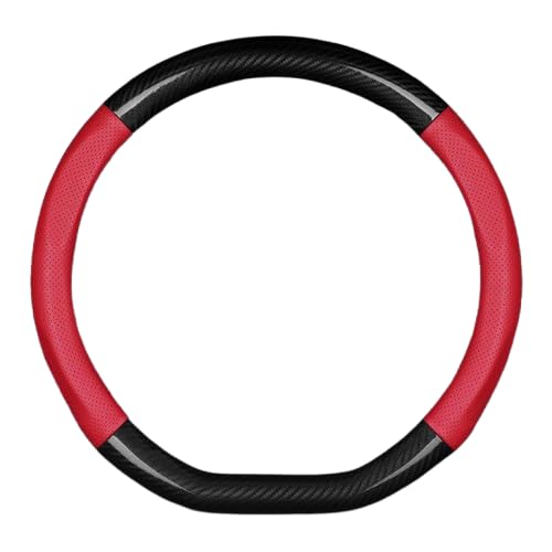 SNAHLPER Auto Lenkradbezug für Mercedes GLB 200 X247 2019-2023, Kohlefaser Lenkradbezug, Lenkrad Abdeckung Echtes Leder Breathable Antislip, Universal Größe 38 cm,Red-D Shape SNAHLPER Auto Lenkradbezug für Mercedes GLB 200 X247 2019-2023, Kohlefaser Lenkradbezug, Lenkrad Abdeckung Echtes Leder Breathable Antislip, Universal Größe 38 cm,Red-D Shape von SNAHLPER