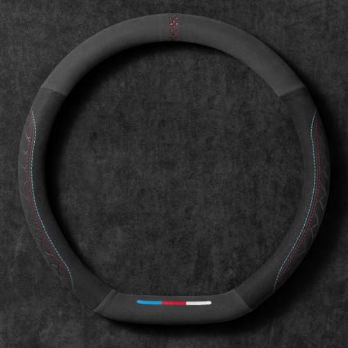 SNAHLPER Auto Lenkradbezug für Skoda Octavia Combi RS 3 (III) 5E I 2012-2020, Lenkrad Abdeckung 38CM / 15'', Anti Rutsch Atmungsaktiv Wildleder Auto Lenkradhülle Zubehör,B-D Shape von SNAHLPER