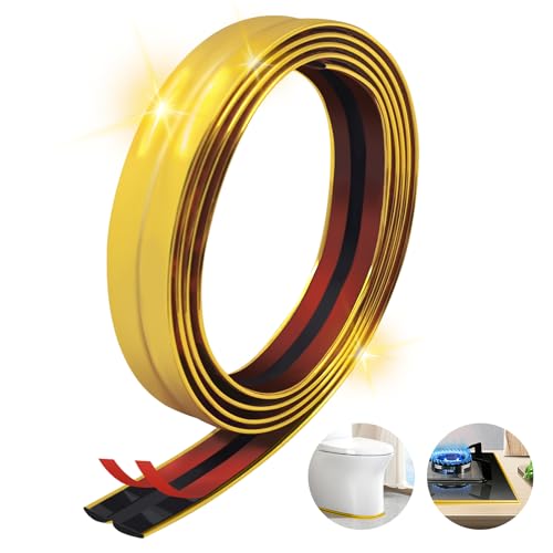 SNAIL GARDEN 10Ft/3M Styroporleisten, Selbstklebende Wand Ecke Flexible Leiste, PVC Caulk Strip Fliese für Bad, Küche, Waschbecken und Badewanne Boden Rand (Gold) von SNAIL GARDEN