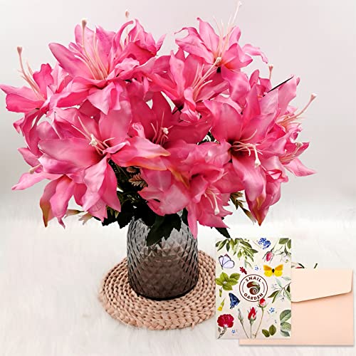 SNAIL GARDEN 14 Köpfe künstliche Lilienblüten, 2er-Pack künstliche voll blühende Tigerlilie mit Grün-Faux-Stargazer-Lilien gemischter Busch für Home Office Blumenarrangement Hochzeitsfeier Dekor von SNAIL GARDEN